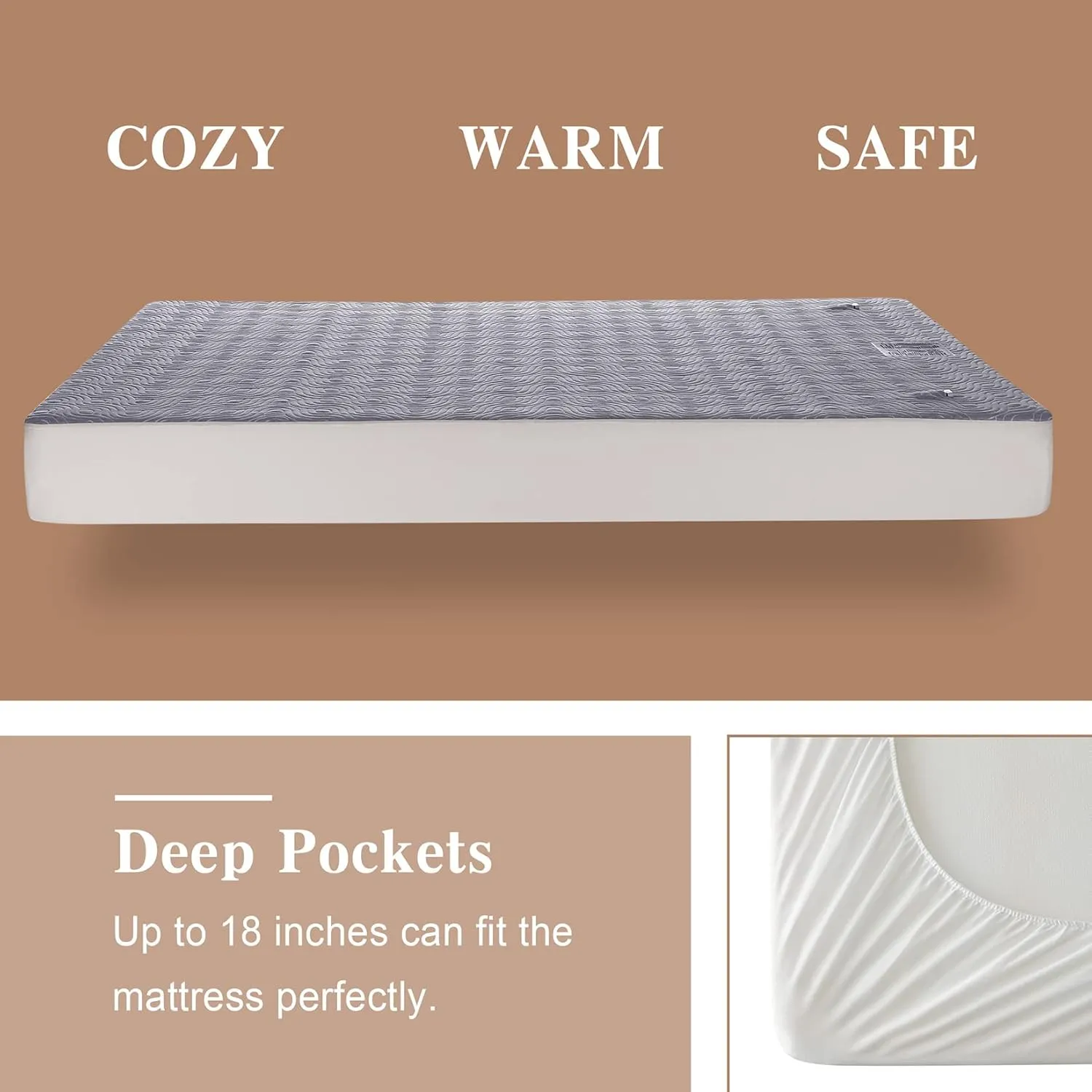 CAROMIO Queen Heated Mattress Pad - Breathable Air Layer Electric Mattress Pad Cover, 60"x80", Grey, 10 Hr Auto Off, Dual Control 5 Heat Settings