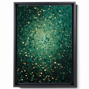 Carpet-Print Fabric With Kaleidoscopic Dots, In The Style Of Dark Emerald And Light Beige, Abstract-Creative, Rough Cluster, Canvas