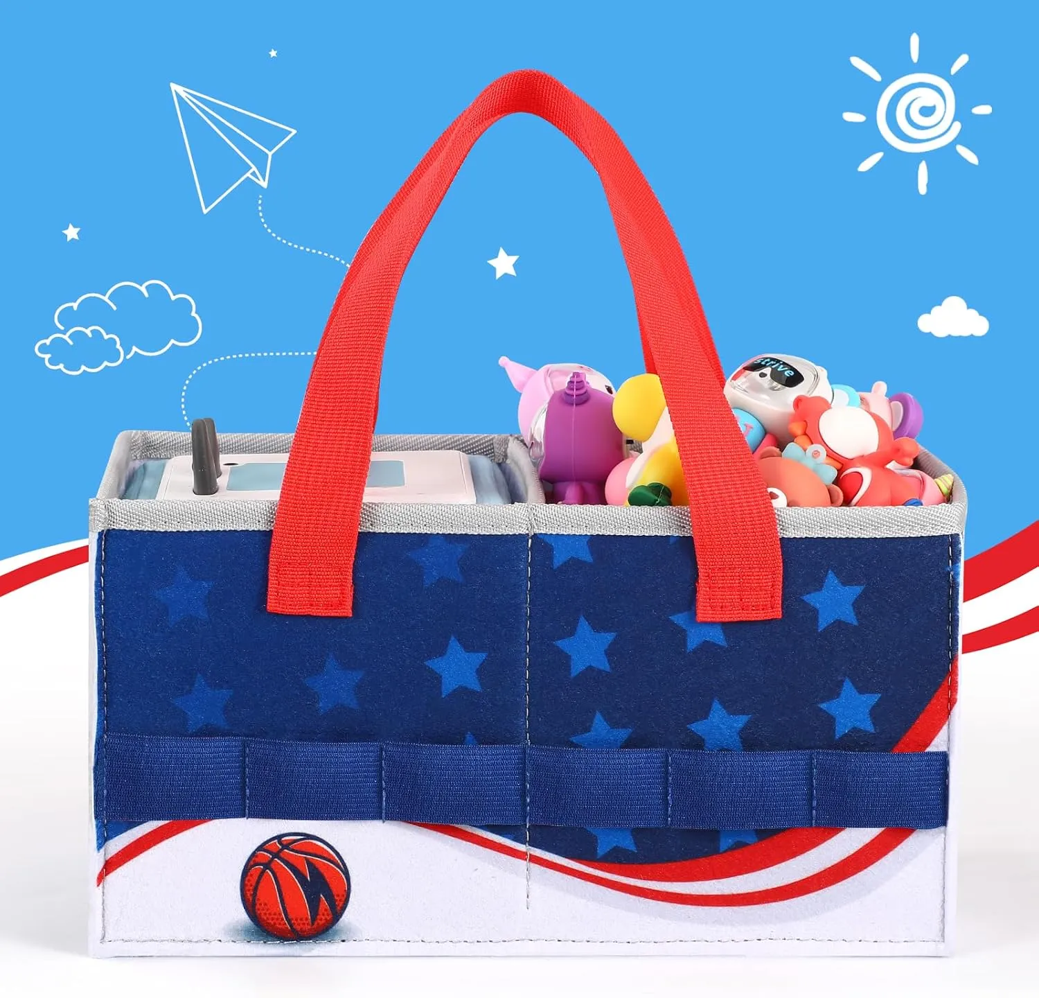 Carrying Case for Toniebox Starter Set and Tonies Figurines, Felt Organizer Travel Bag with Strap for Tonies Box, Travel Cloth Musical Toy Folding Bag for Toniebox Accessories