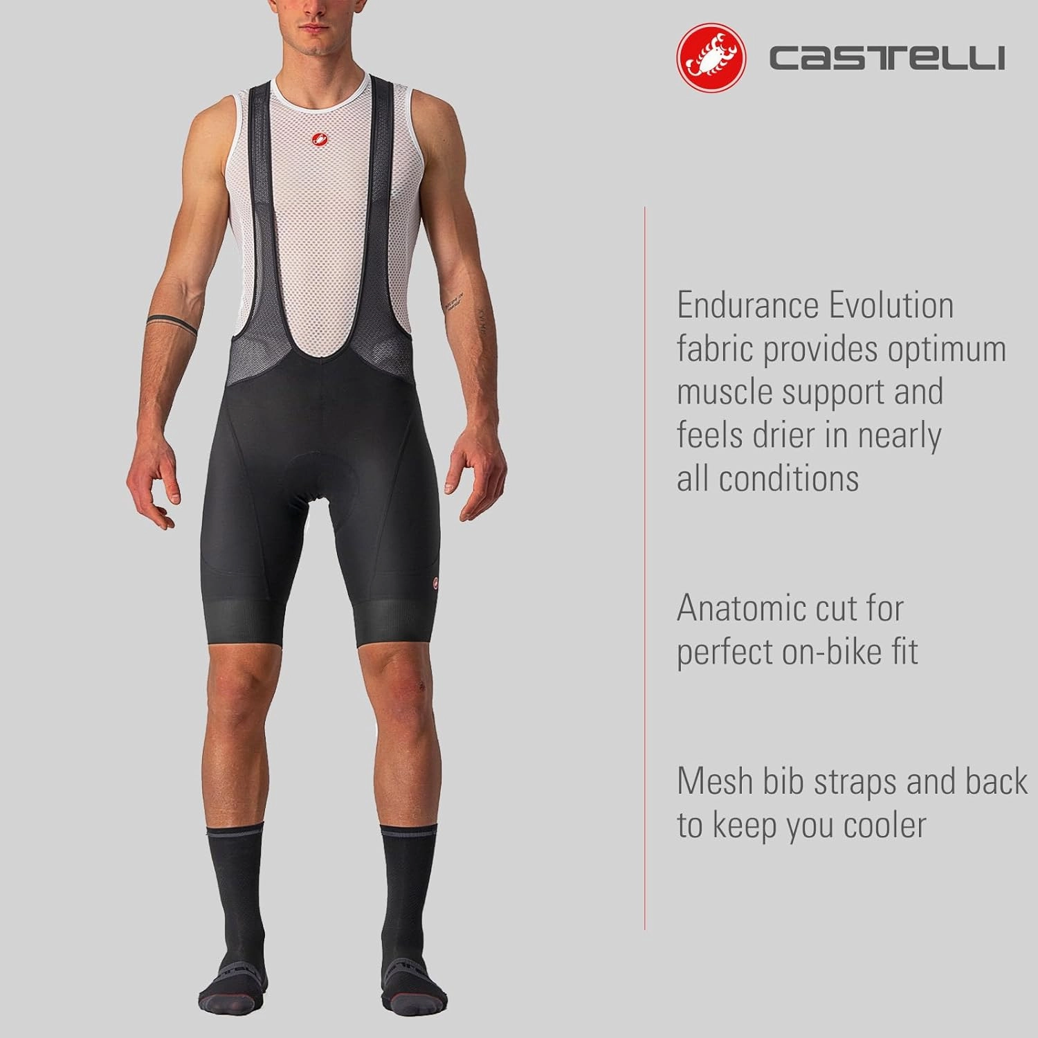 CASTELLI Cycling Endurance 3 Bibshort for Road and Gravel Biking l Cycling