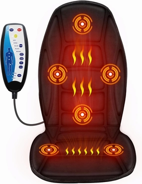 Chair Massager Cushion, Back Massager with Heat, Electric Seat Massage Pad, Back Massage Chair Pad for Back Pain Relief, 2 Heat Levels & 5 Vibrating Modes, Gifts for Men Dad Mom Him Her