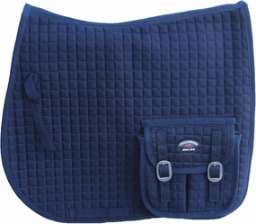 CHALLENGER Horse English Quilted All-Purpose Saddle Pad w/Pockets Navy 7282