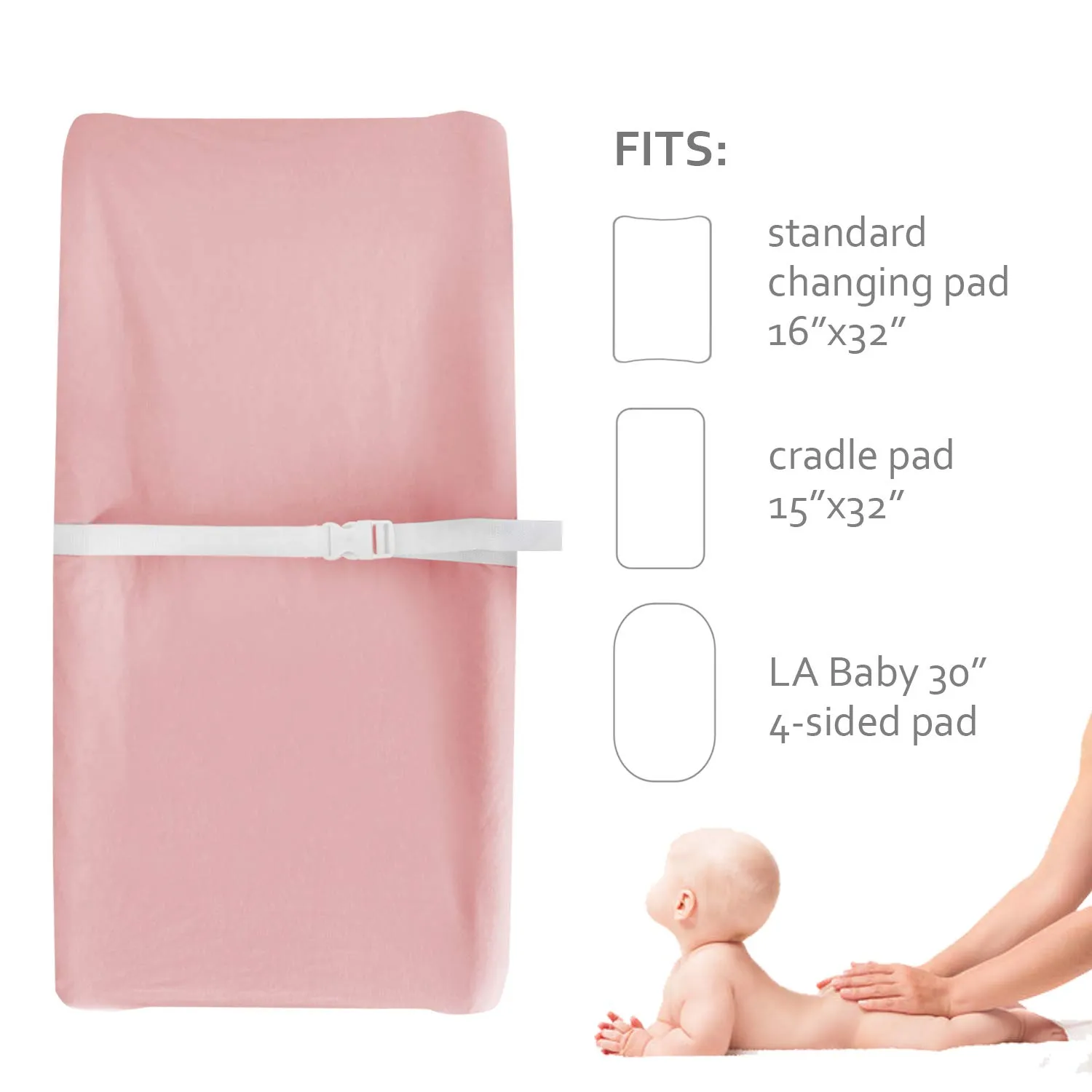 Changing Pad Cover Cotton Pink for Girl, 2 Pack Changing Table Pad Cover Cradle Sheet Soft and Breathable 16" x 32" for Standard Baby Changing Pads, Pink Changing Pad Cover