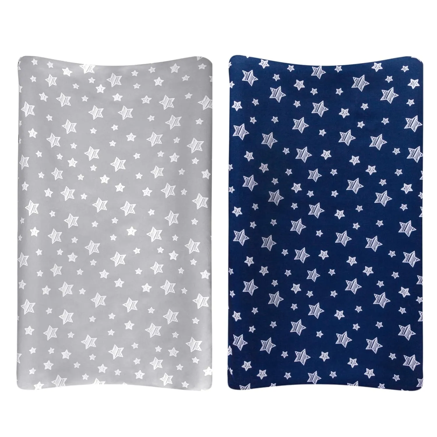 Changing Pad Cover for Boys Girls 2 Pack, Lovely Print Soft Unisex Diaper Change Table Sheets, Fit 32"x16" Contoured Pad, Comfy Cozy 2-Pack Cradle Sheets, Grey & Navy