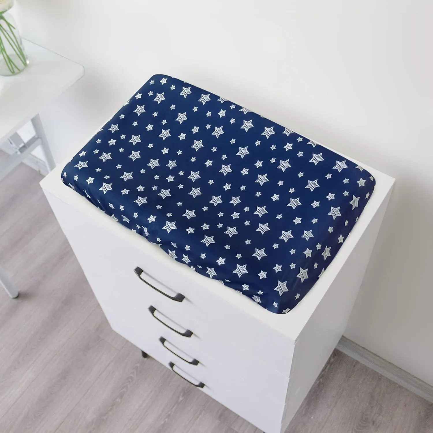 Changing Pad Cover for Boys Girls 2 Pack, Lovely Print Soft Unisex Diaper Change Table Sheets, Fit 32"x16" Contoured Pad, Comfy Cozy 2-Pack Cradle Sheets, Grey & Navy