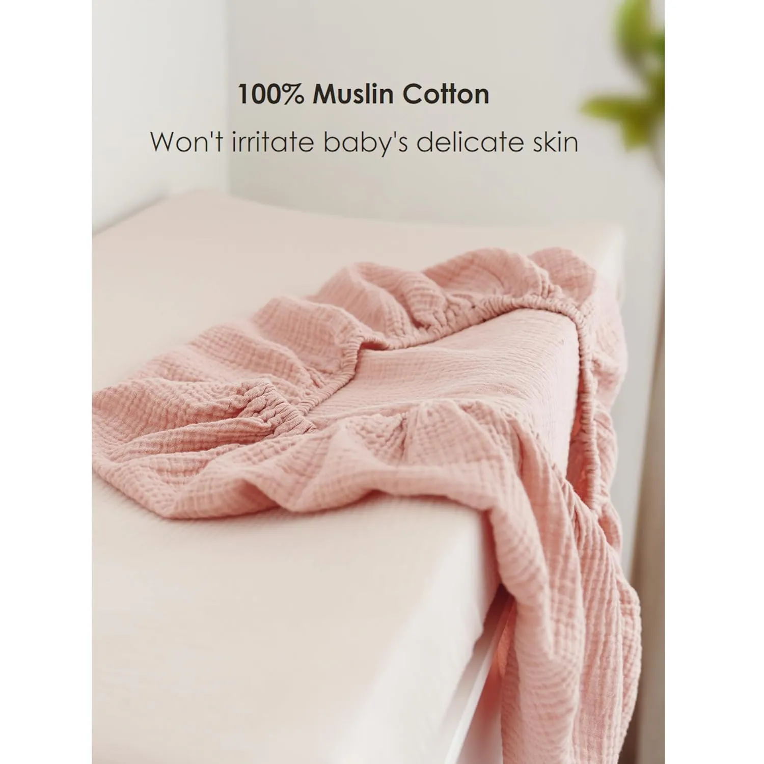 Changing Pad Cover for Neutral Baby Muslin Soft Cotton Diaper Changing Table Pad Cover Changing Pad Sheets for Girls and Boys - 2 Pack(Ivory&Pink)