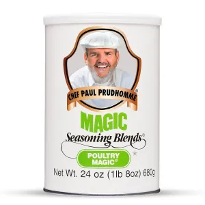 Chef Paul Magic Seasonings Blends Poultry Magic Seasoning | MSG-Free Chicken Seasoning | Gluten-Free Poultry Rub | For Roasting, Grilling & Cooking | Kosher & Halal Certified | 24 oz (Pack of 1)