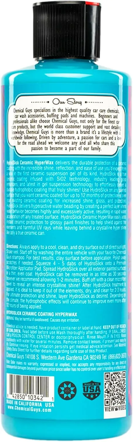 Chemical Guys WAC22916 HydroSlick Intense Gloss Sio2 Ceramic Coating Hyperwax, Hyper Gloss Shine, Safe for Cars, Trucks, SUVs, Motorcycles, RVs & More, 16 fl oz