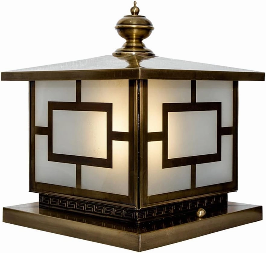 CHENKUI Post Column Headlight Frosted Glass LampShade Courtyard Fence Outdoor Post Lights Adjustable Remote Control LED Solar Deck Lights Outdoor Villa Black Post Lamp Lighting Fixtures