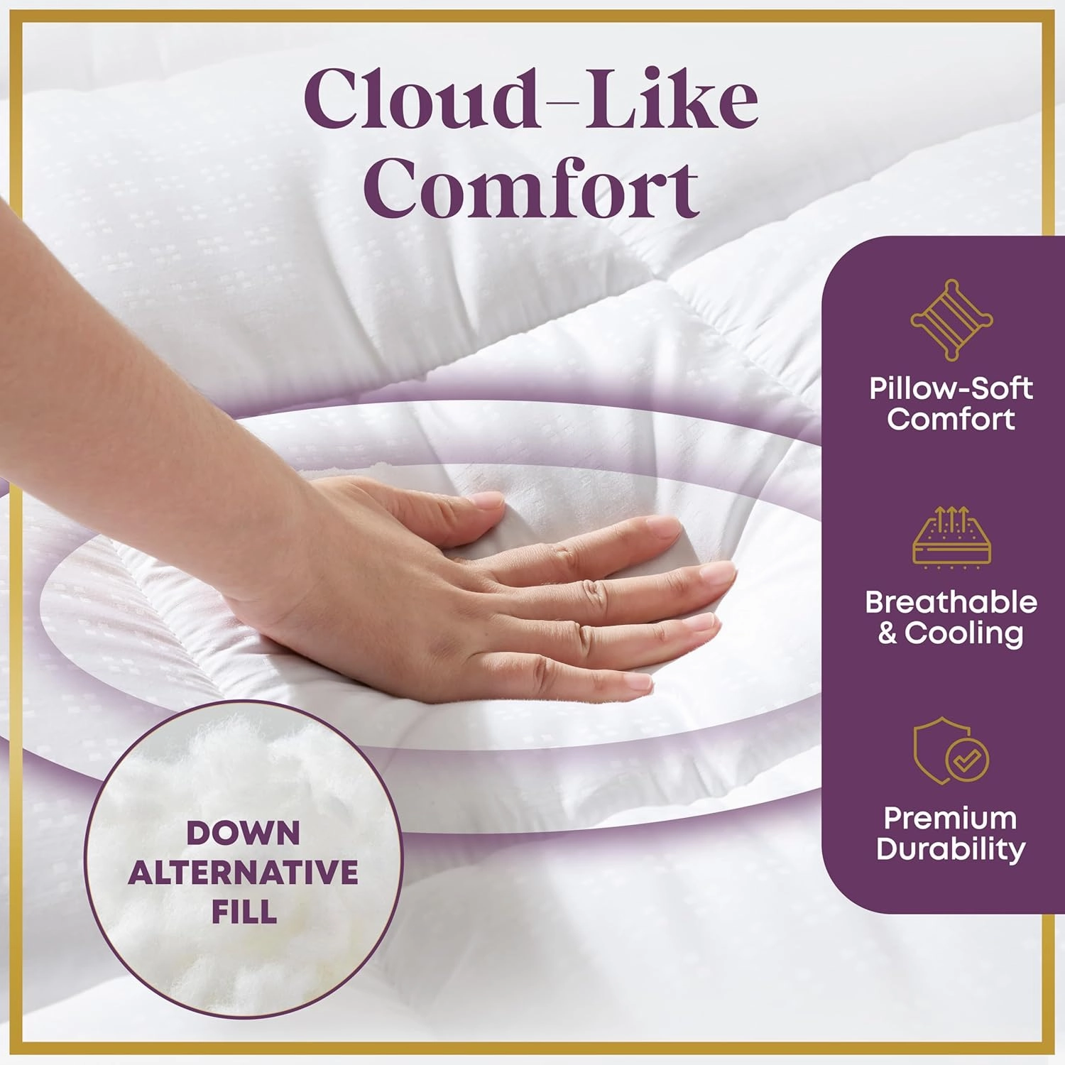 CirclesHome Hotel Collection King Size Hybrid Mattress Protector & Pad - Extra Padded, Thick, Plush, & Fitted Mattress Topper for Bed - Comfortable Pillow Top Mattress Cover