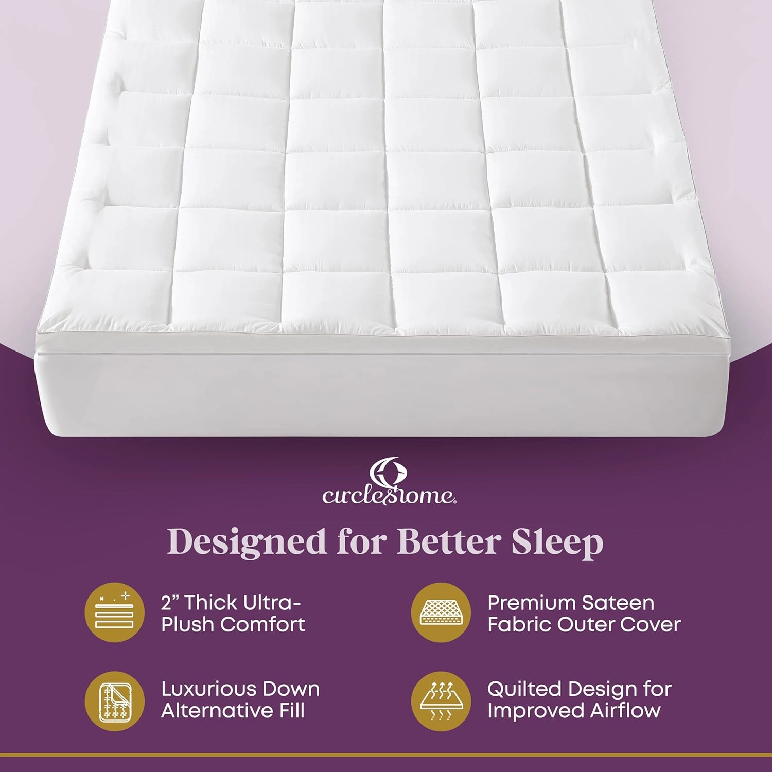 CirclesHome Hotel Collection King Size Hybrid Mattress Protector & Pad - Extra Padded, Thick, Plush, & Fitted Mattress Topper for Bed - Comfortable Pillow Top Mattress Cover