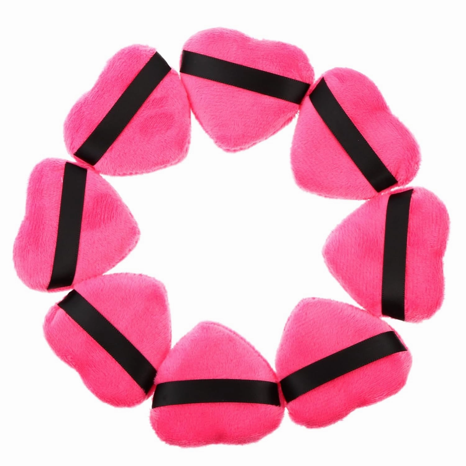 CLISPEED 8pcs Heart Shape Makeup with Strap Fluffy Cosmetic Cushions for Loose Powder Foundation Blusher and Highlighter Skin-friendly and Compact for Easy Carrying