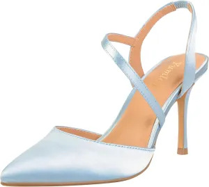 Closed Toe Slingback Heels Wedding High Stiletto Heel for Women 3.3 Inch Ankle Strap Pointed Toe Pumps Prom Dress Bride Shoes for Dinner Party Sexy