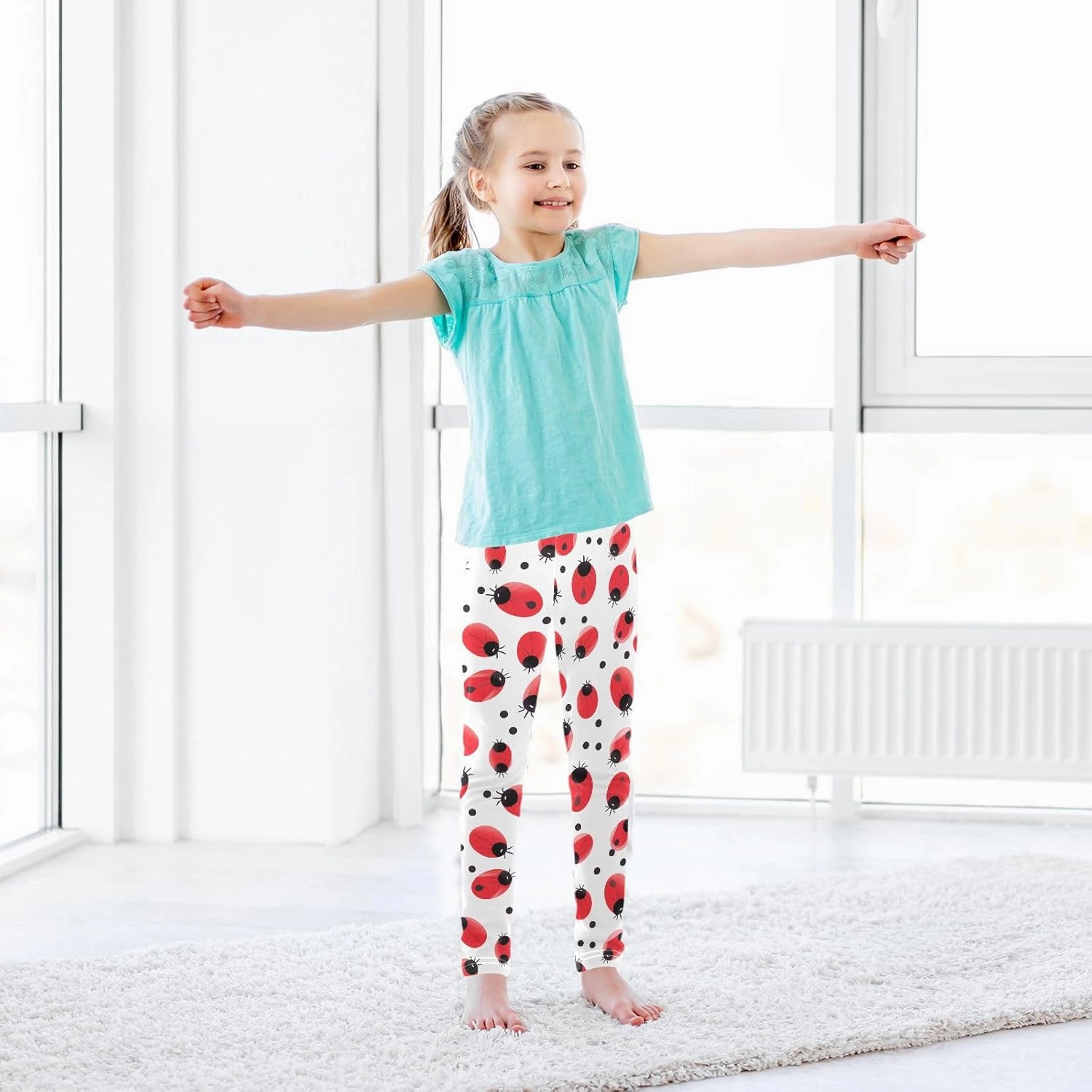 Coccinella Septempunctata Girls Leggings Athletic Pants Tights Stretch Bottom