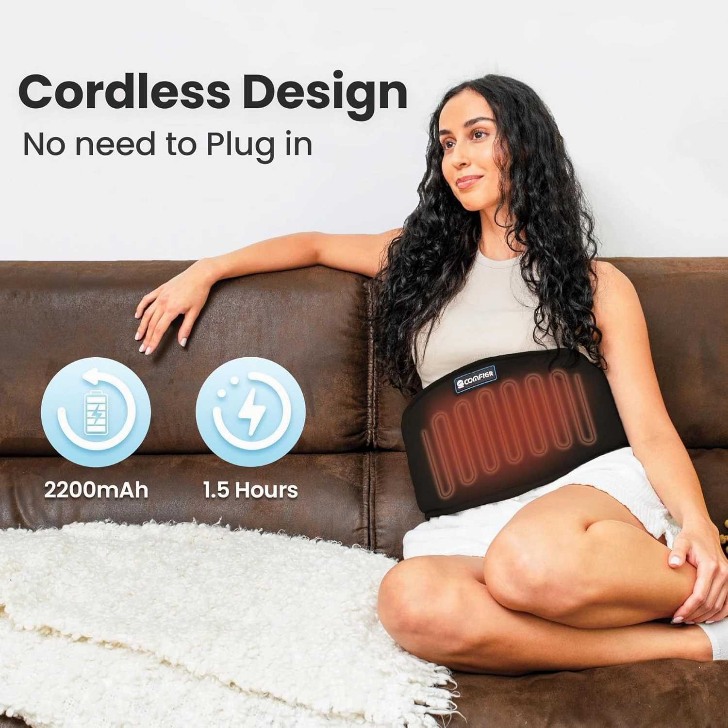 COMFIER Cordless Heating Pad for Back Pain Relief,Lower Back Massaager with Heat, Heat Pads for Back,Cramps,Lumbar,Abdominal,Leg, Arthritic Pain, Gifts for Mom Dad