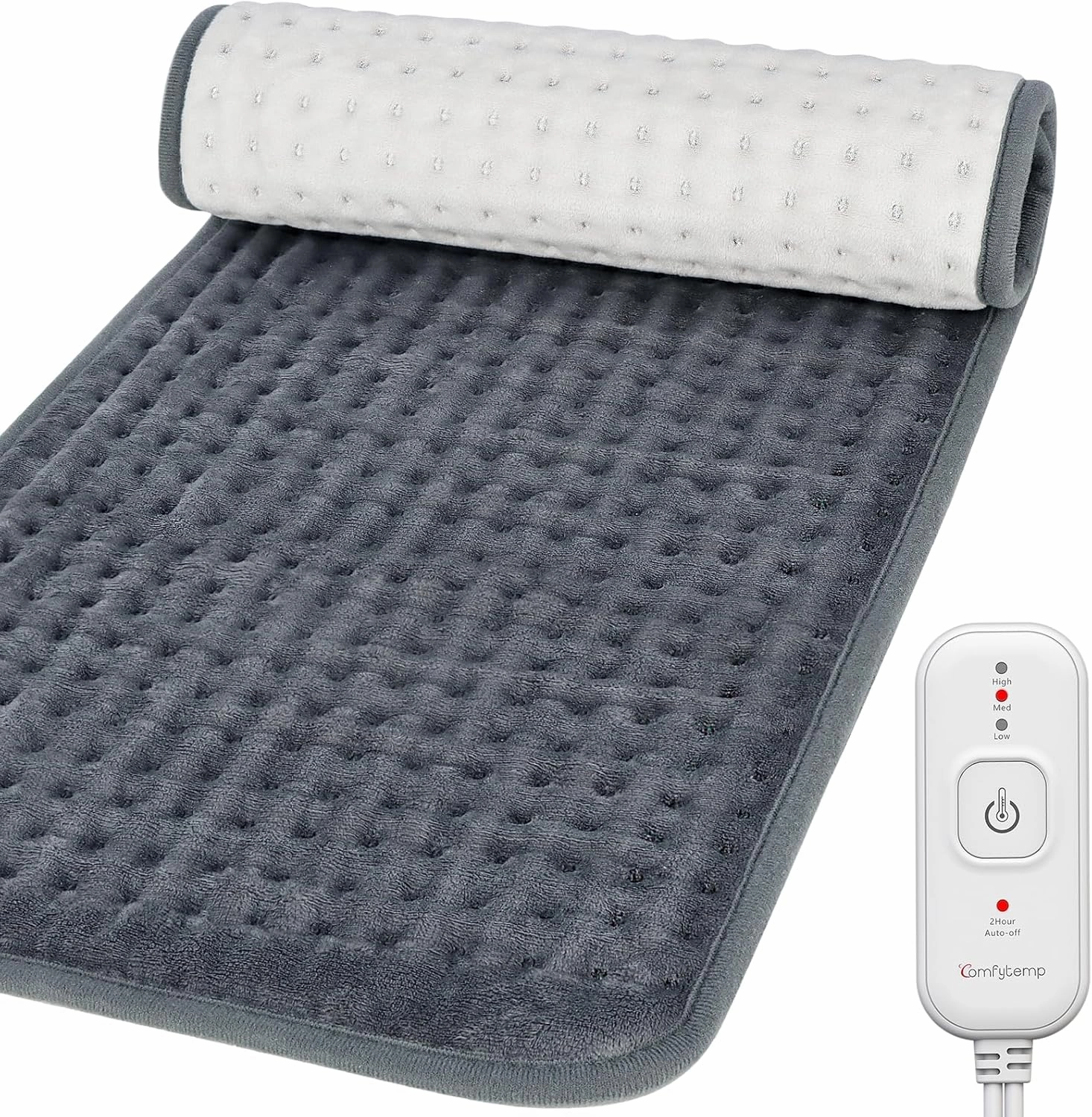 Comfytemp Heating Pad for Back Pain & Cramps Relief, FSA HSA Eligible Electric Large Heat Pad, 2H Auto Off, Valentines Day Gifts for Her Him, Moist Heated Pad for Neck Shoulder, Washable, 12"x24"