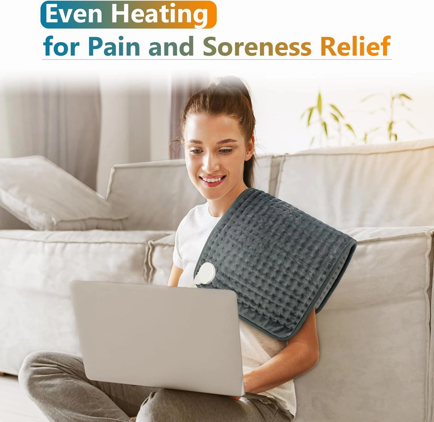 Comfytemp Heating Pad for Back Pain & Cramps Relief, FSA HSA Eligible Electric Large Heat Pad, 2H Auto Off, Valentines Day Gifts for Her Him, Moist Heated Pad for Neck Shoulder, Washable, 12"x24"