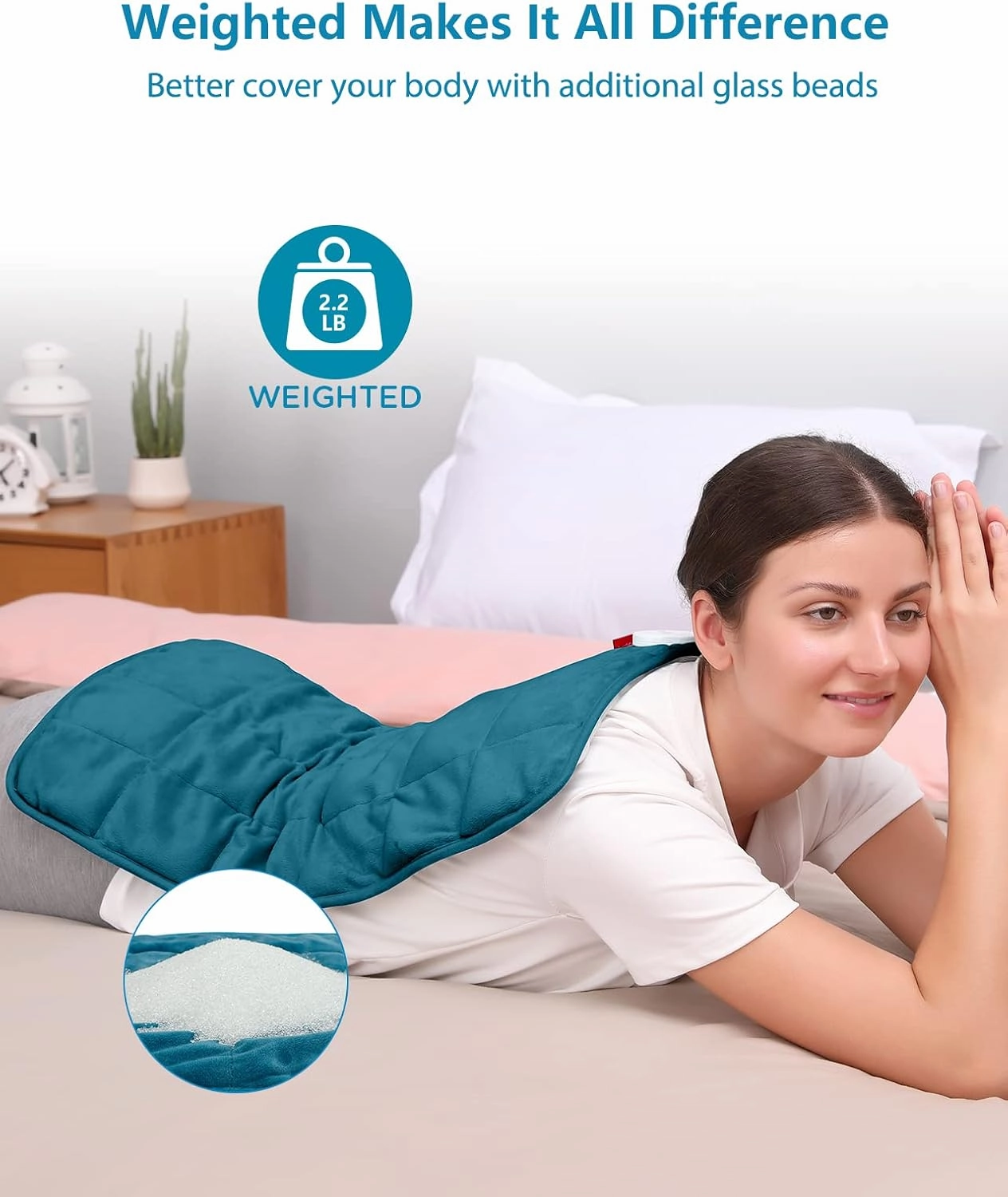Comfytemp Weighted Heating Pad for Back & Cramps, Mothers Day Gifts, Birthday Gifts for Mom Dad Women Men, 2.2lb Electric Neck Shoulder Heat Pad for Pain Relief, FSA HSA Eligible, 2H Auto-Off, 12x24