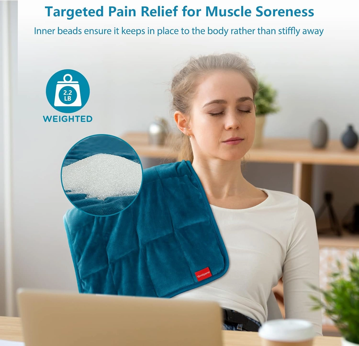 Comfytemp Weighted Heating Pad for Back & Cramps, Mothers Day Gifts, Birthday Gifts for Mom Dad Women Men, 2.2lb Electric Neck Shoulder Heat Pad for Pain Relief, FSA HSA Eligible, 2H Auto-Off, 12x24