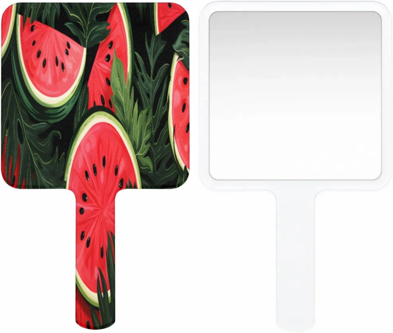 Compact Square Handheld Travel Mirror - 6.2x3.6 Inches, Ultra-Portable & Crystal-Clear, Cute Stuff for Women, Cartoon Watermelons Makeup Mirror