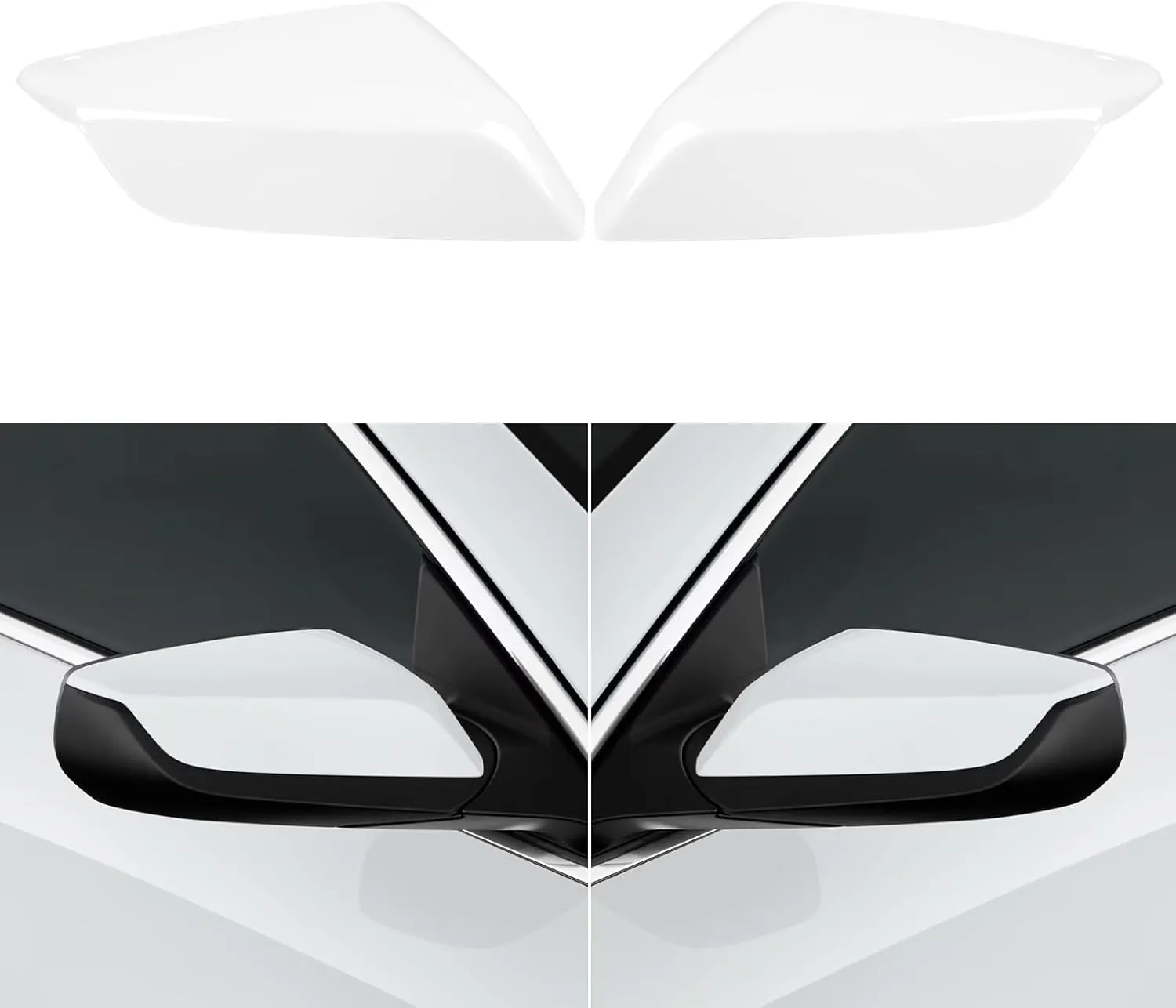 Compatible with Chevy Malibu Mirror Cover 2017-2021,Left Driver & Right Passenger Side,9th Gen Malibu Mirror Caps Replacement for 84026842 84026841,Super White,1 Pair