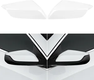 Compatible with Chevy Malibu Mirror Cover 2017-2021,Left Driver & Right Passenger Side,9th Gen Malibu Mirror Caps Replacement for 84026842 84026841,Super White,1 Pair