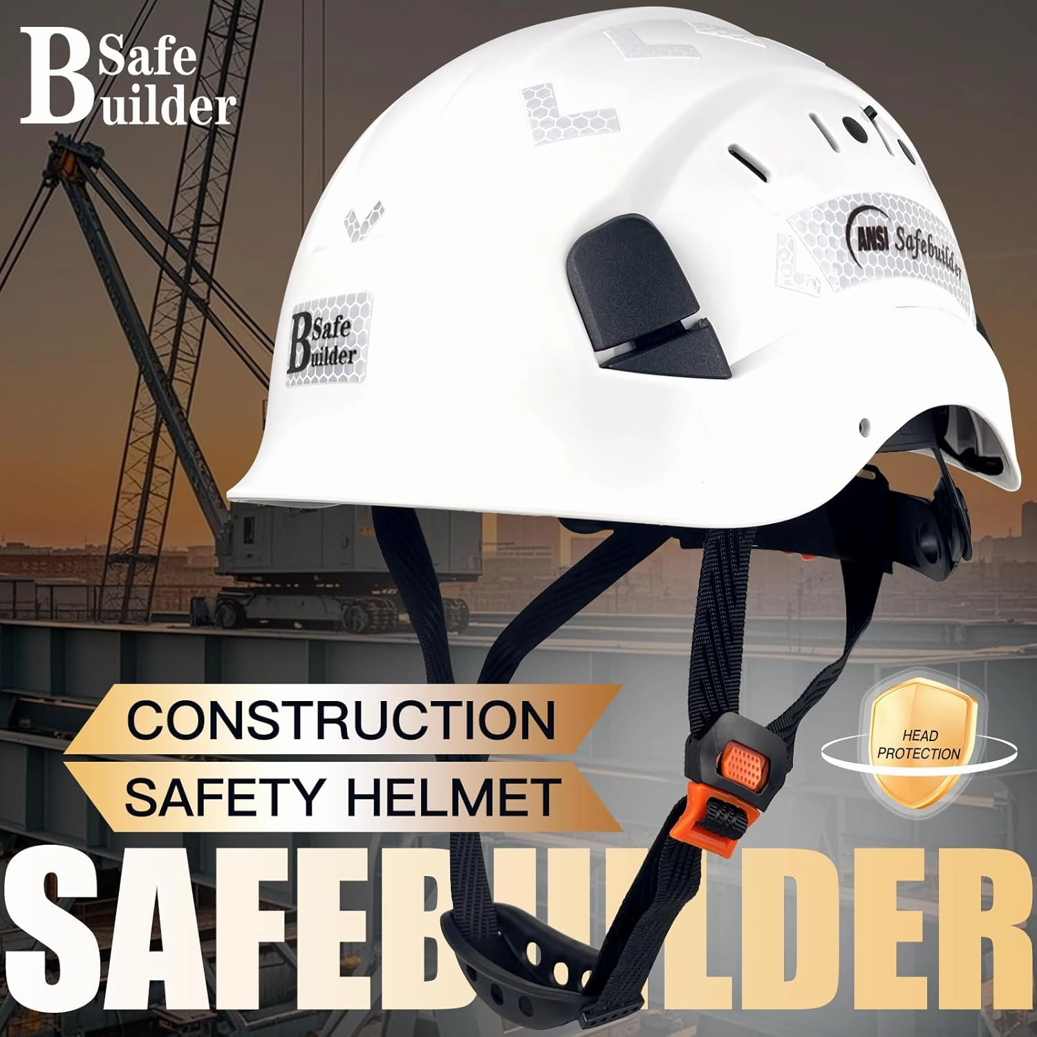 Construction Safety Helmet ABS Hard Hat Adjustable Ventilation System Hardhats Industrial Work Head Protection for Men Certified ANSI/ISEA Z89.1