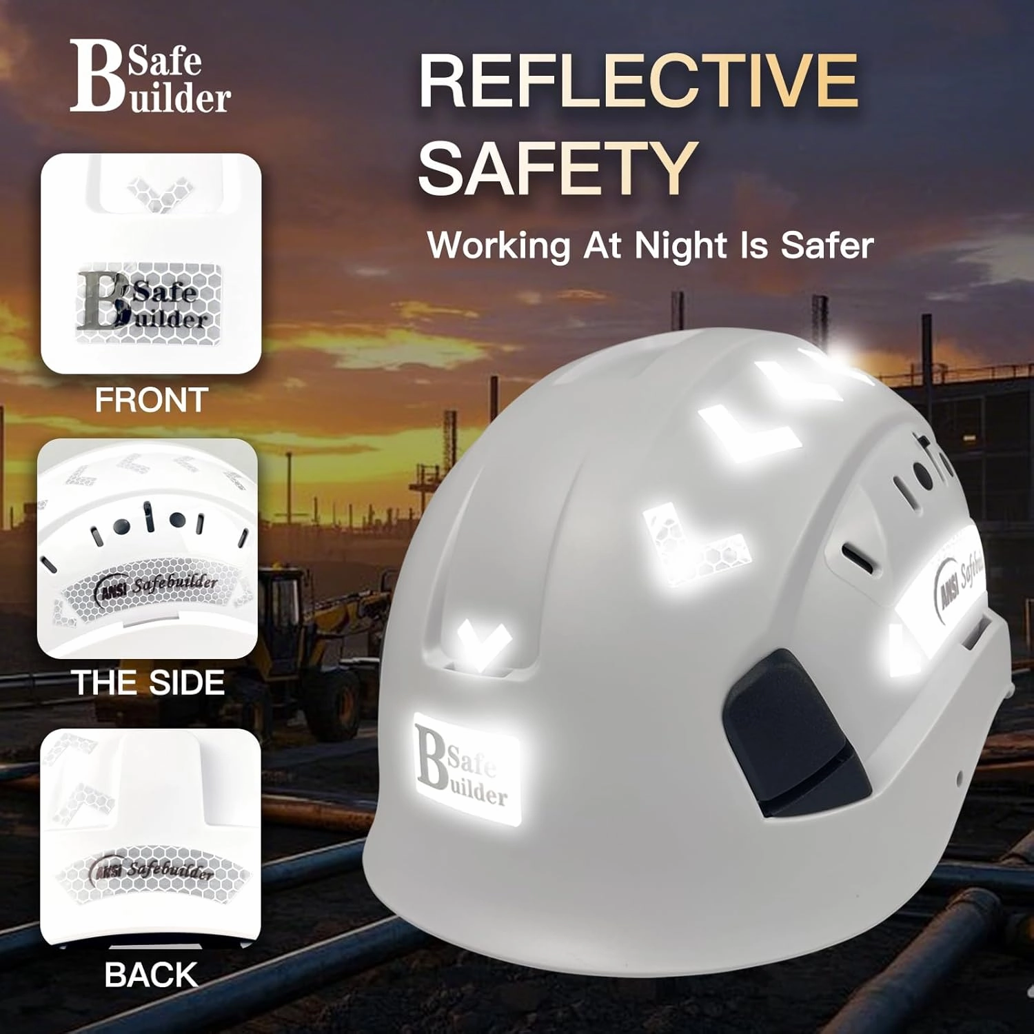 Construction Safety Helmet ABS Hard Hat Adjustable Ventilation System Hardhats Industrial Work Head Protection for Men Certified ANSI/ISEA Z89.1