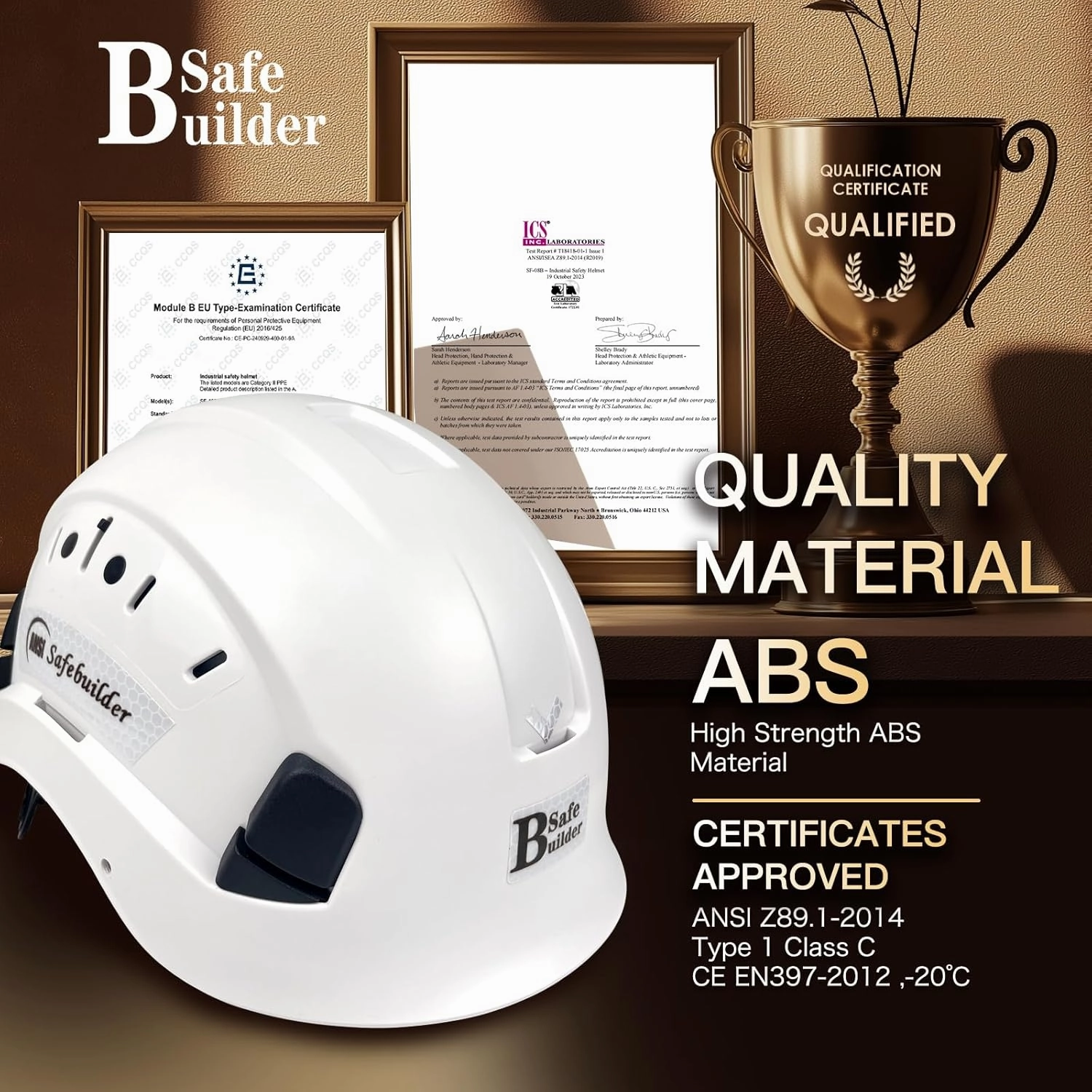 Construction Safety Helmet ABS Hard Hat Adjustable Ventilation System Hardhats Industrial Work Head Protection for Men Certified ANSI/ISEA Z89.1