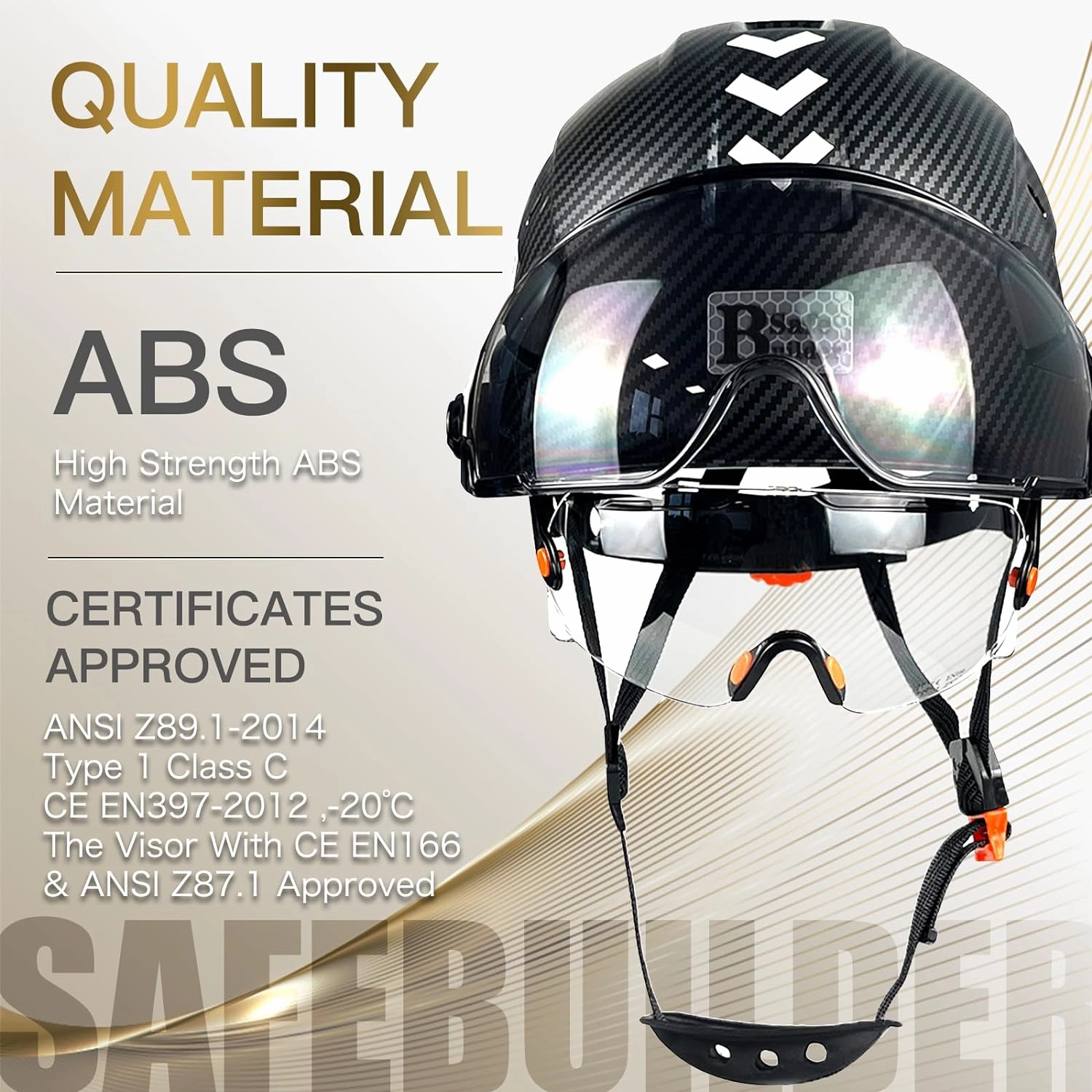 Construction Safety Helmet with Build-in Visor ABS Hard Hat with Visor Adjustable Ventilation Hardhats Work Head Protection ANSI/ISEA Z89.1