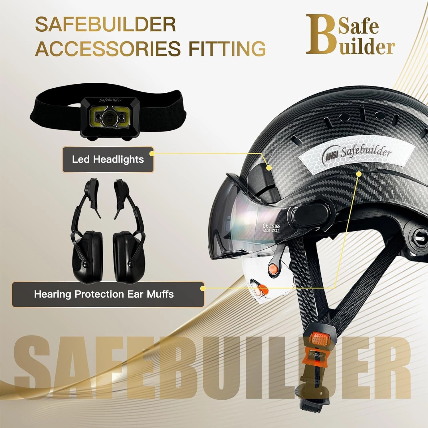 Construction Safety Helmet with Build-in Visor ABS Hard Hat with Visor Adjustable Ventilation Hardhats Work Head Protection ANSI/ISEA Z89.1