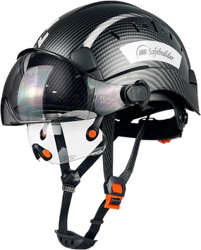 Construction Safety Helmet with Build-in Visor ABS Hard Hat with Visor Adjustable Ventilation Hardhats Work Head Protection ANSI/ISEA Z89.1