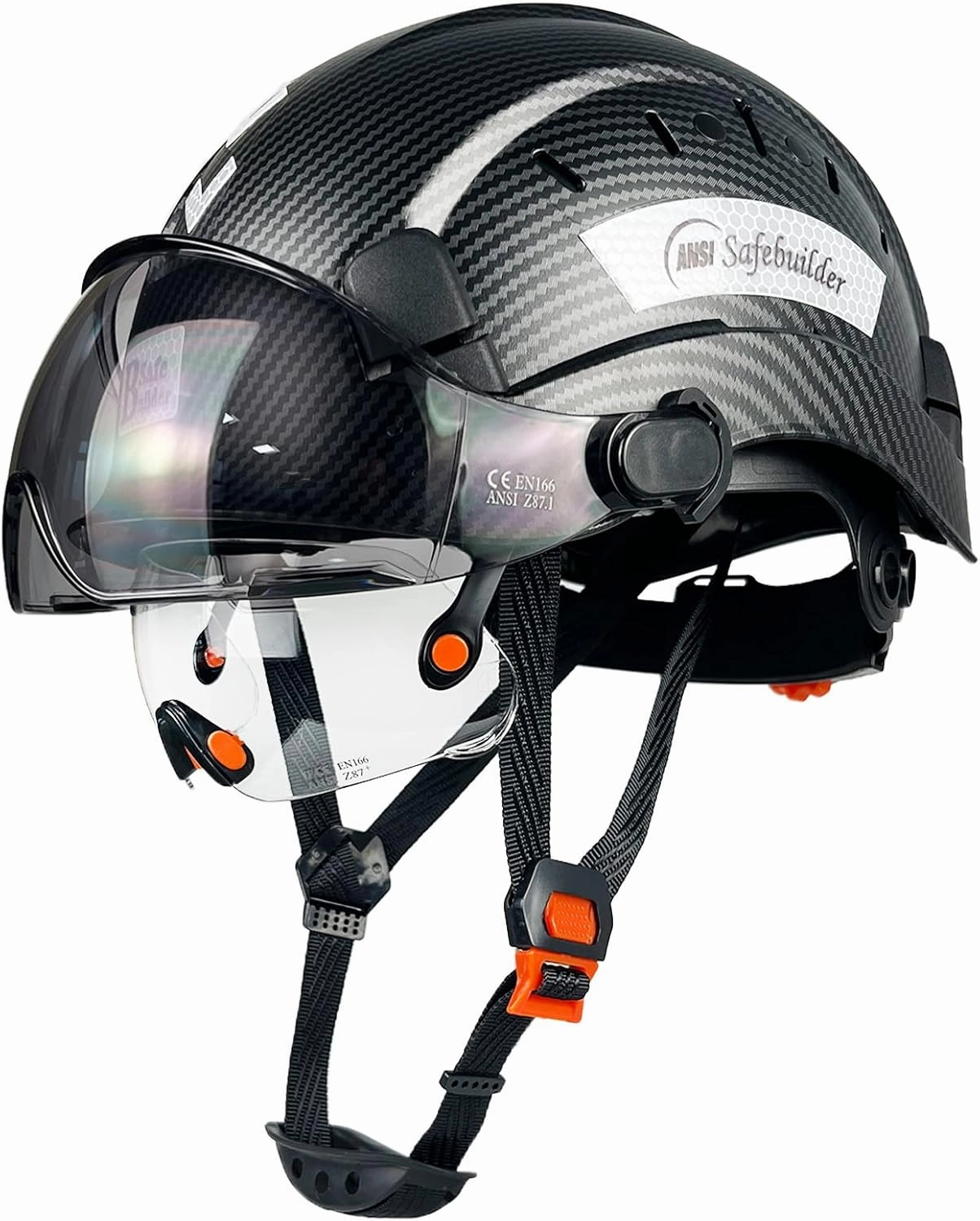Construction Safety Helmet with Build-in Visor ABS Hard Hat with Visor Adjustable Ventilation Hardhats Work Head Protection ANSI/ISEA Z89.1