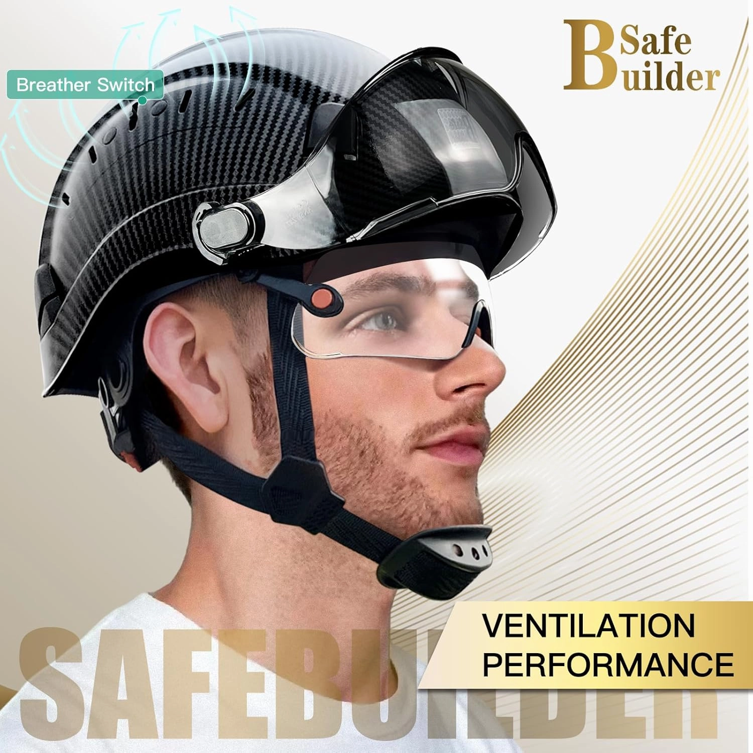 Construction Safety Helmet with Build-in Visor ABS Hard Hat with Visor Adjustable Ventilation Hardhats Work Head Protection ANSI/ISEA Z89.1