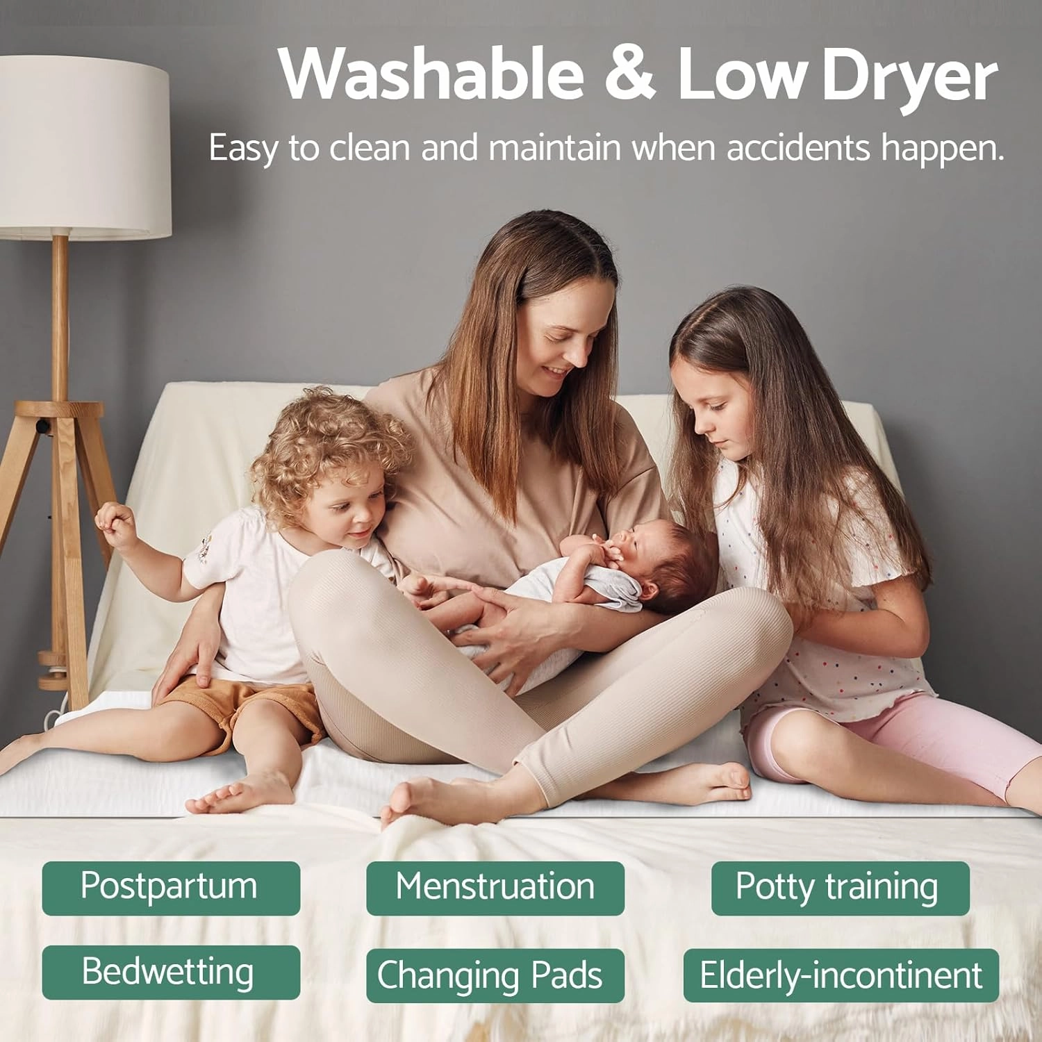 CoolShields Waterproof Bed Pads Incontinence 60" x 36" (Queen) Washable Reusable Mattress Protector Bedwetting Pad for Kids, Adults, Elderly, and Pets