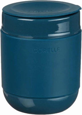 Corelle Stoneware 4-Pc Tumbler Set of 2 with Lids, Handcrafted Artisanal Travel Mug, Solid Glaze Stoneware, 13-1/2-Oz Travel Coffee Mug Set, Navy