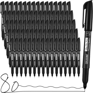 coruscant Ultra Fine Point Permanent Markers, 80 Pack Extra Fine Tip 0.4 mm Black Marker, Quick-Drying, Waterproof, Fade-Resistant, Ideal for Home, Office, School