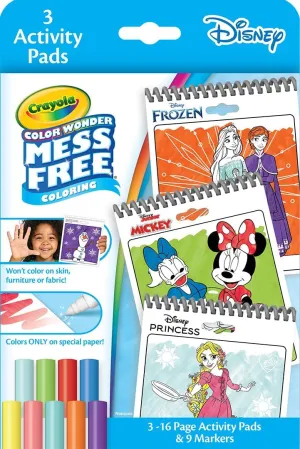 Crayola Disney Color Wonder Bundle (3 Pack), Mess Free Activity Pads & Markers, Toddler Coloring, Disney Gift for Kids, 3 