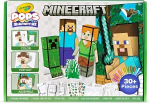 Crayola Minecraft, POPs 3D Kids Art Set, Coloring Book Alternative, Gift for Boys & Girls, Ages 6 