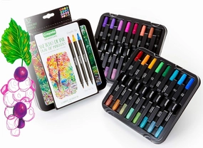 Crayola Sketch & Detail Dual-Tip Markers (16ct), Adult Coloring Set, 32 Colors, Fine & Brush Tip Art Markers, For Calligraphy & Drawing