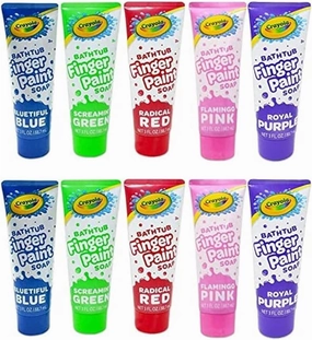 Crayola Taste Beauty Bathtub Finger Paint Soap, Easy to Clean, Pack of Ten 3-Fluid-Ounce Bottles