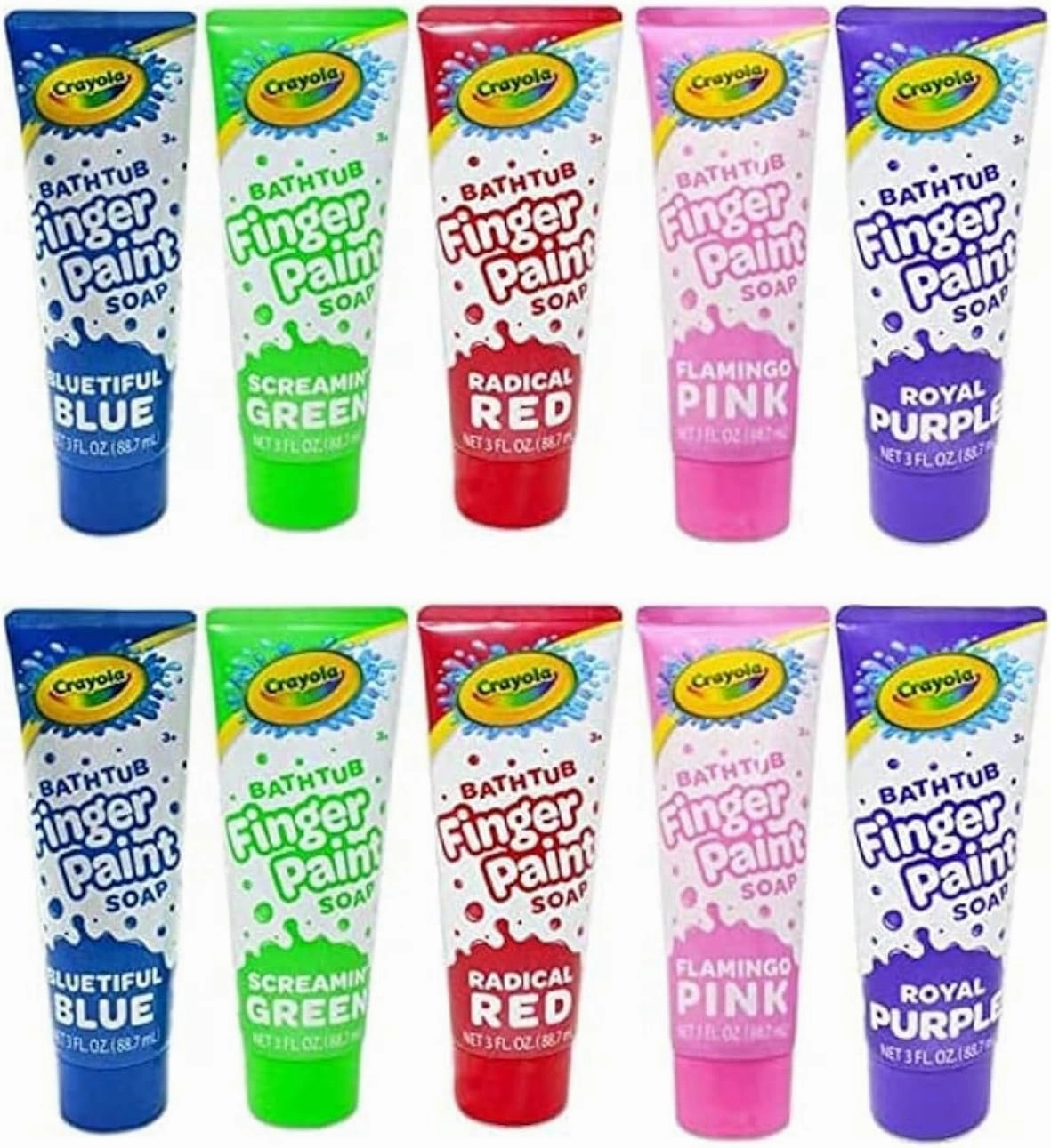 Crayola Taste Beauty Bathtub Finger Paint Soap, Easy to Clean, Pack of Ten 3-Fluid-Ounce Bottles