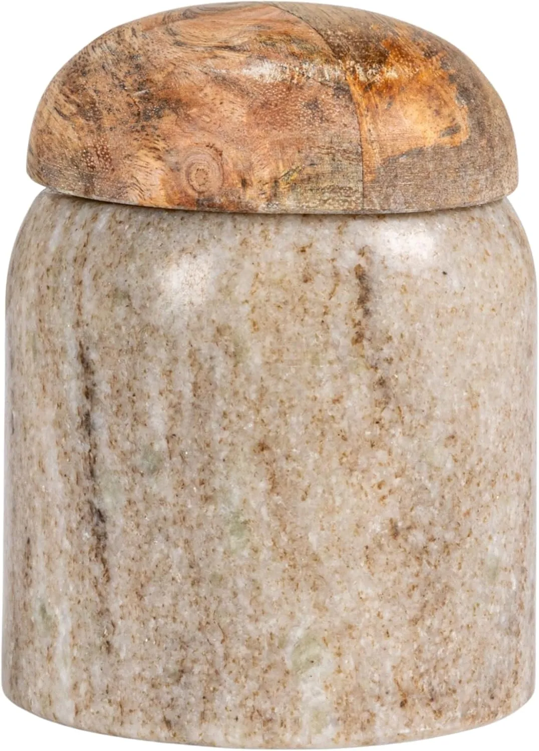 Creative Co-Op Modern Marble Canister with Wood Lid, Natural