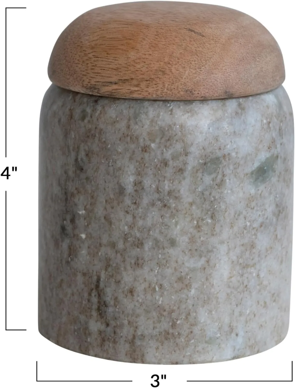 Creative Co-Op Modern Marble Canister with Wood Lid, Natural