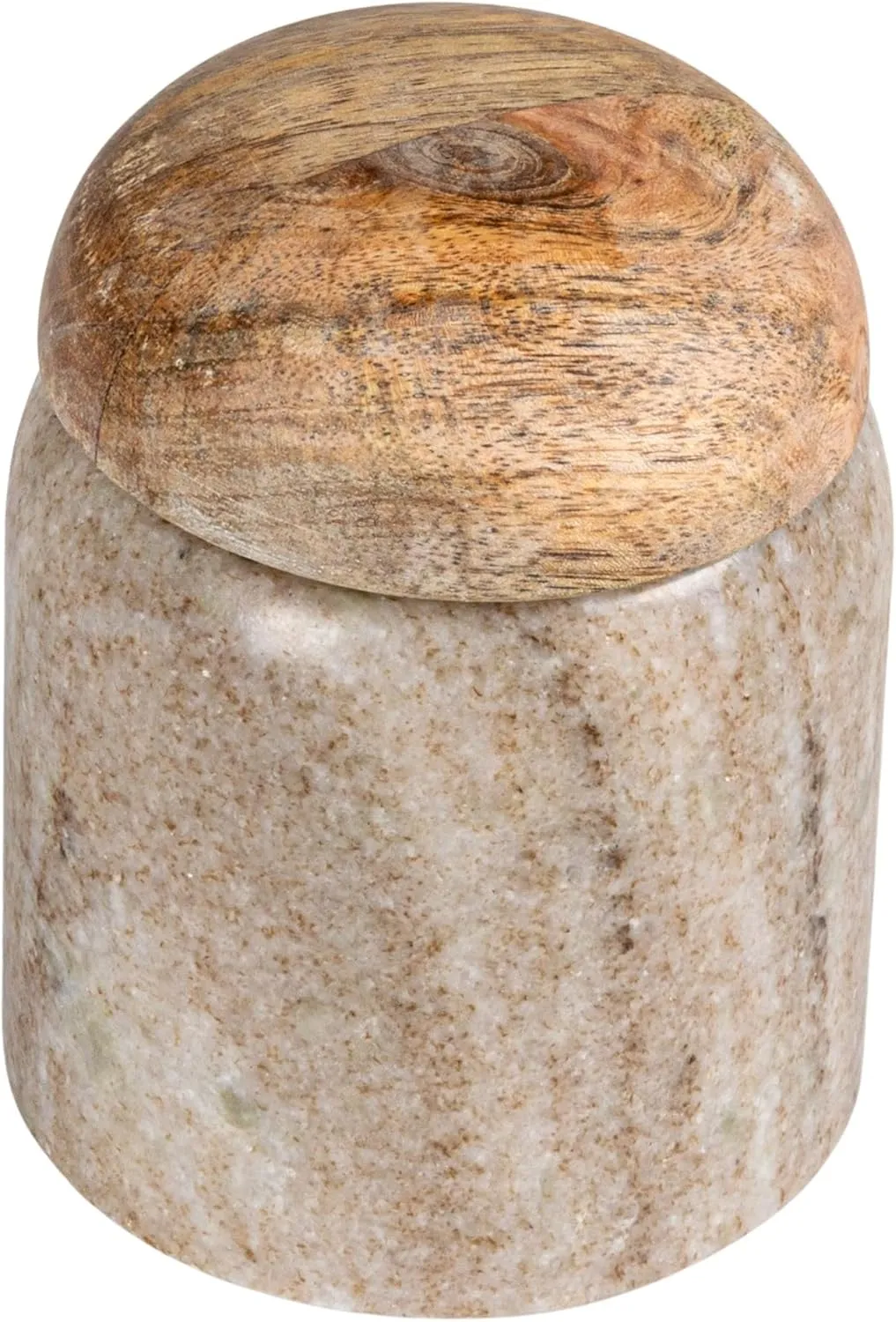 Creative Co-Op Modern Marble Canister with Wood Lid, Natural
