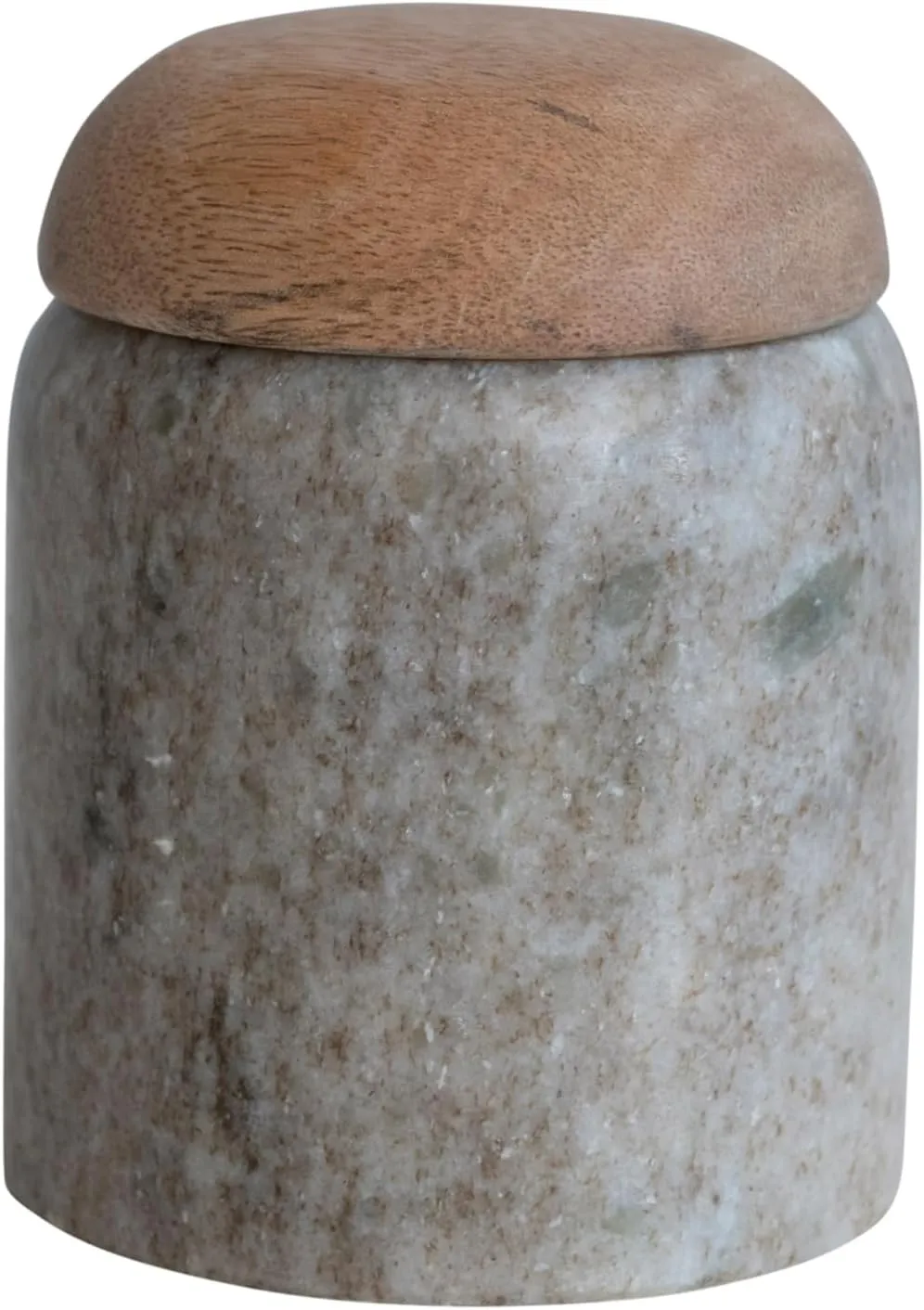 Creative Co-Op Modern Marble Canister with Wood Lid, Natural
