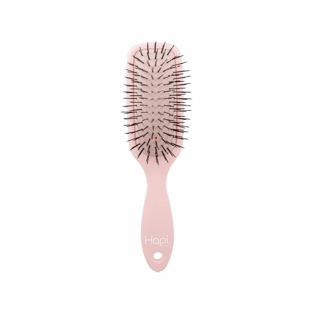 Cricket Hapi Anti-Static Joy Paddle Brush - Ultra-Soft Cushion Pad, 2-Tier Anti-Static Bristles, Gentle Detangling Hair Brush for Women, Men, and Stylists, Ideal for Fine Hair - Medium, Soft Pink