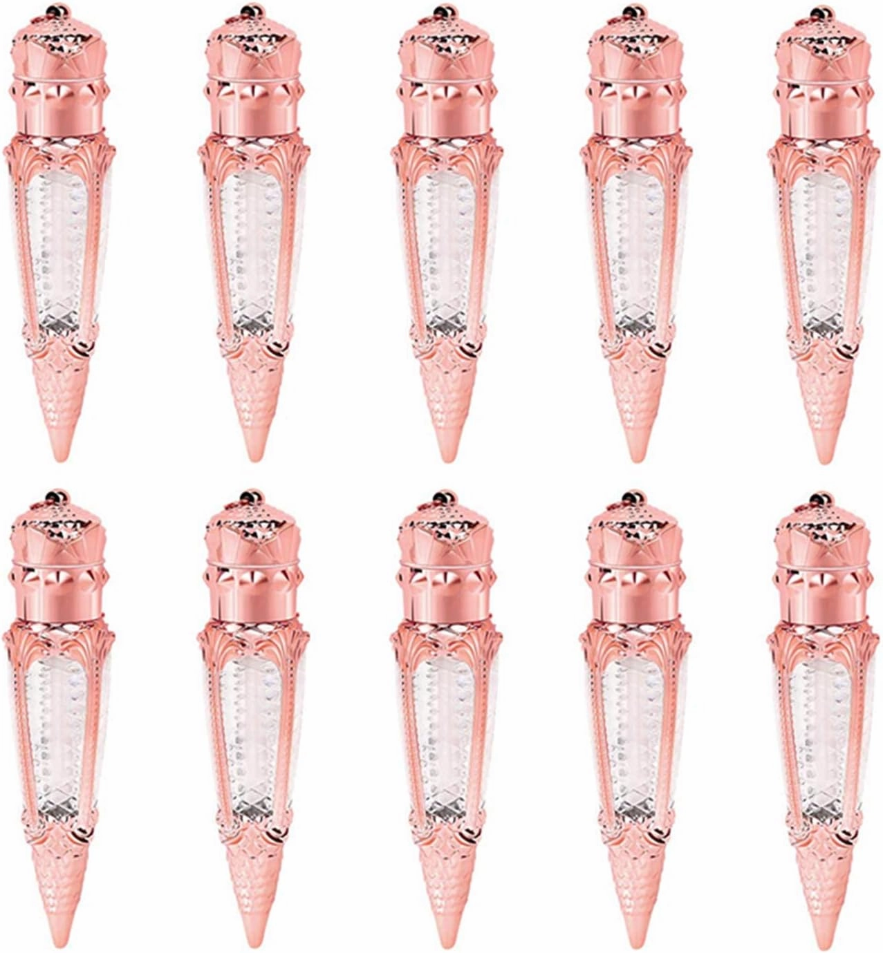 CTKcom 3ml Lip Gloss Tubes Lipstick Tubes with Radish Shape Empty Plastic Refillable Lip Gloss Containers with Wand, for Women Girls DIY Cosmetic Makeup,Rose Gold,10 Pack