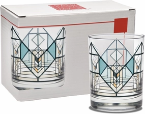 Culver Frank Lloyd Wright DOF Double Old Fashioned Glass 14-Ounce (Gift Boxed Set of 2, Lake Geneva Tulip)