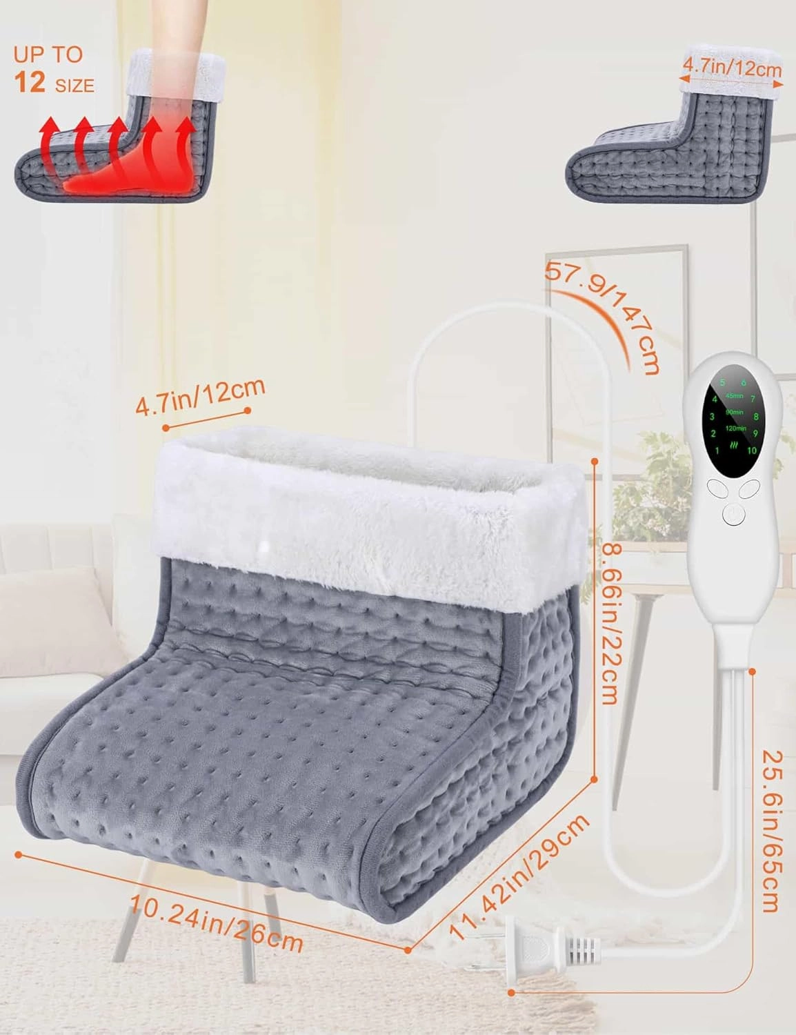 CYFIE Foot Warmer, Under Desk Electric Heated Feet Heating Pad for Women Men, 10 Level Heating, 3 Level Timer, Auto Shut-Off, Winter Gifts for Home, Office, Indoor